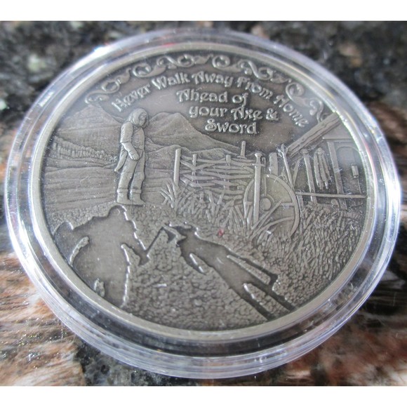 RARE Collectible 1 oz Silver Antique Medallion - Viking Proverb Never Walk Away - Picture 6 of 7